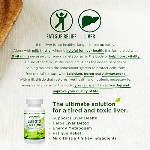 Miniatura 4 de Complejo de fatiga de desintoxicación hepática - 120 cápsulas vegetales Salud del hígado con cardo mariano y 9 ingredientes clave Suplemento para el