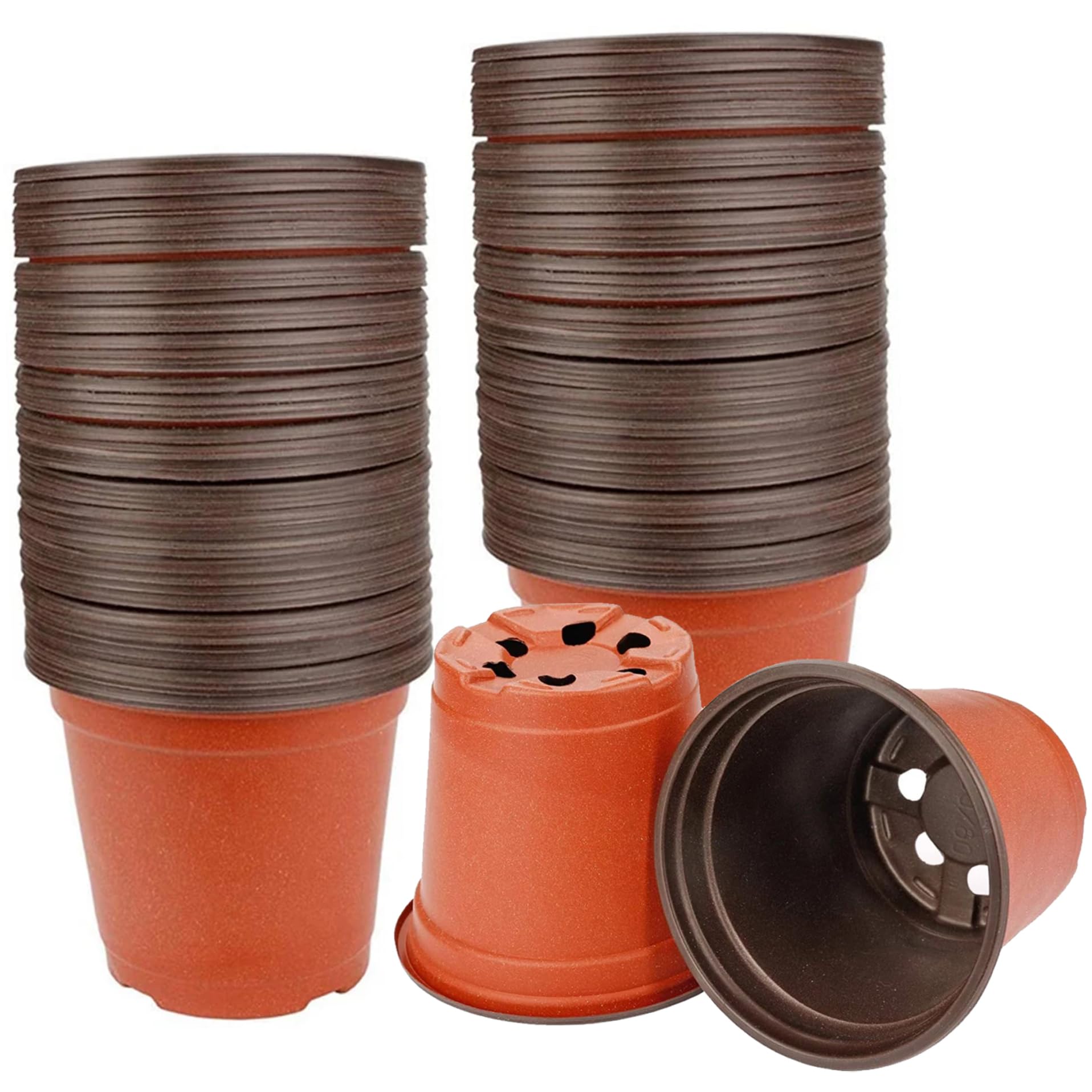 Takingup Plant Pots, Plastic Seedling Pots, with Drainage Holes, 5 Inch, 30-Pack, Nursery Containers, for Seed Starting Indoor Outdoor