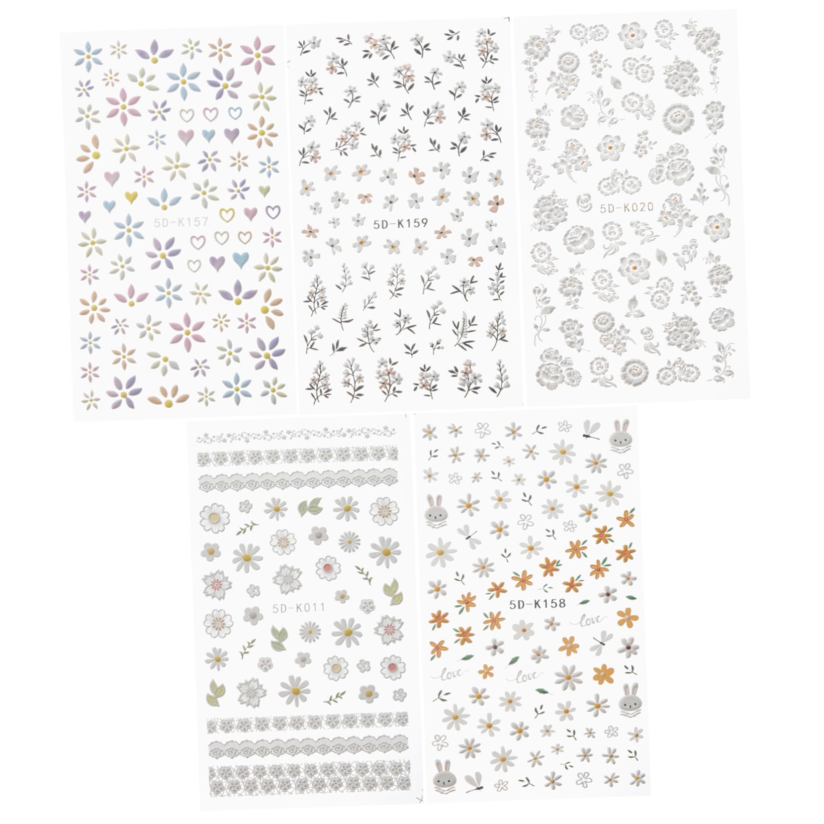 Beavorty 15 Fogli Decalcomanie Decorative Per Unghie Decalcomania Per Unghie Adesivi Per Unghie Per La Decorazione Delle Unghie Carta 5 d Forniture Per Unghie Adesivo