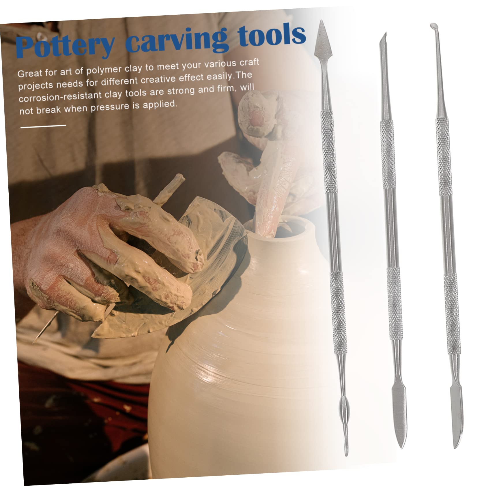 NUOBESTY 6pc Clay Sculpting Set Stainless Steel Tools for Modeling Clay Pottery DIY Pumpkin Polymer Sculpture Tools Kit
