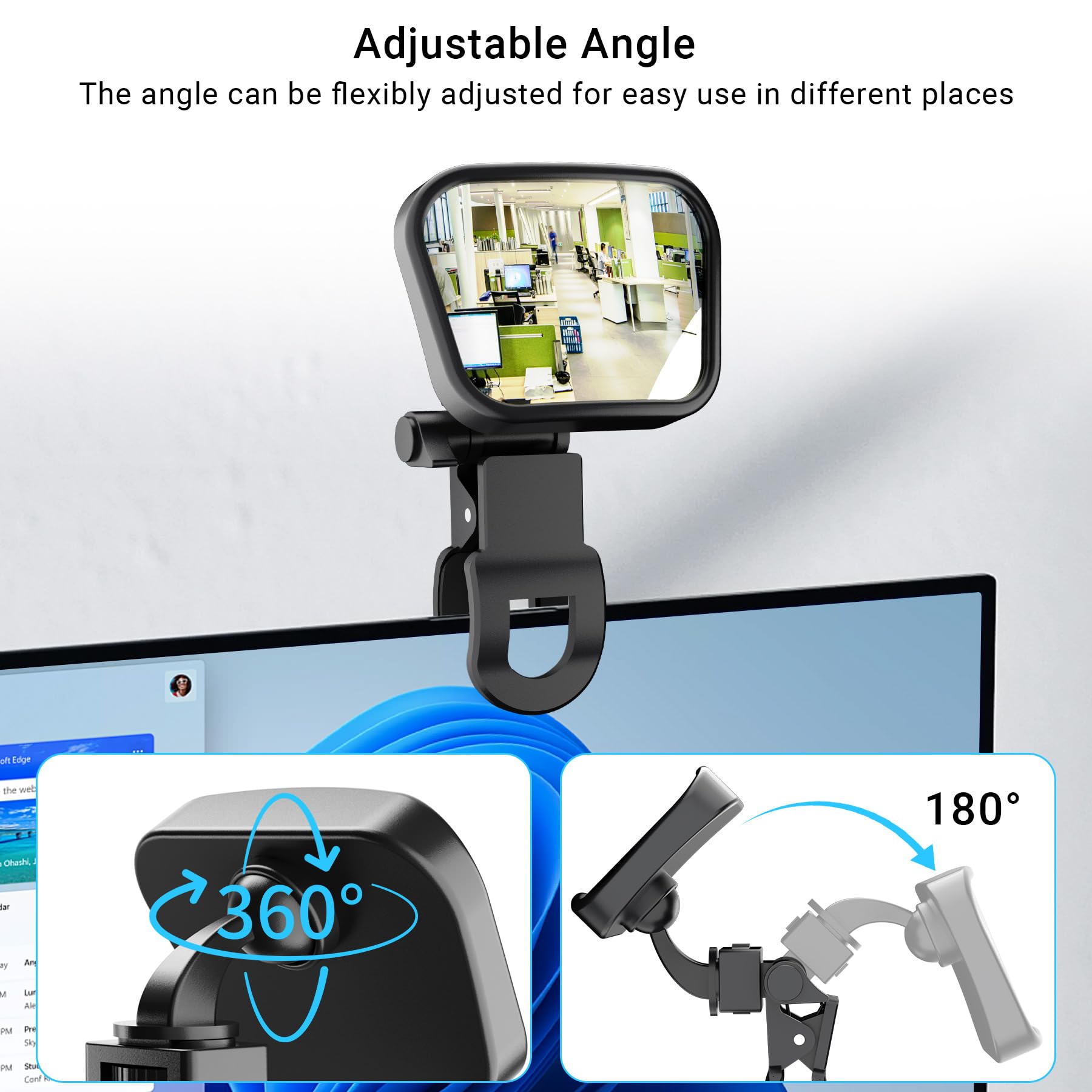 Clip On Security Cubicle Convex Mirror Adjustable Computer Desk Rearview Mirror - View #14