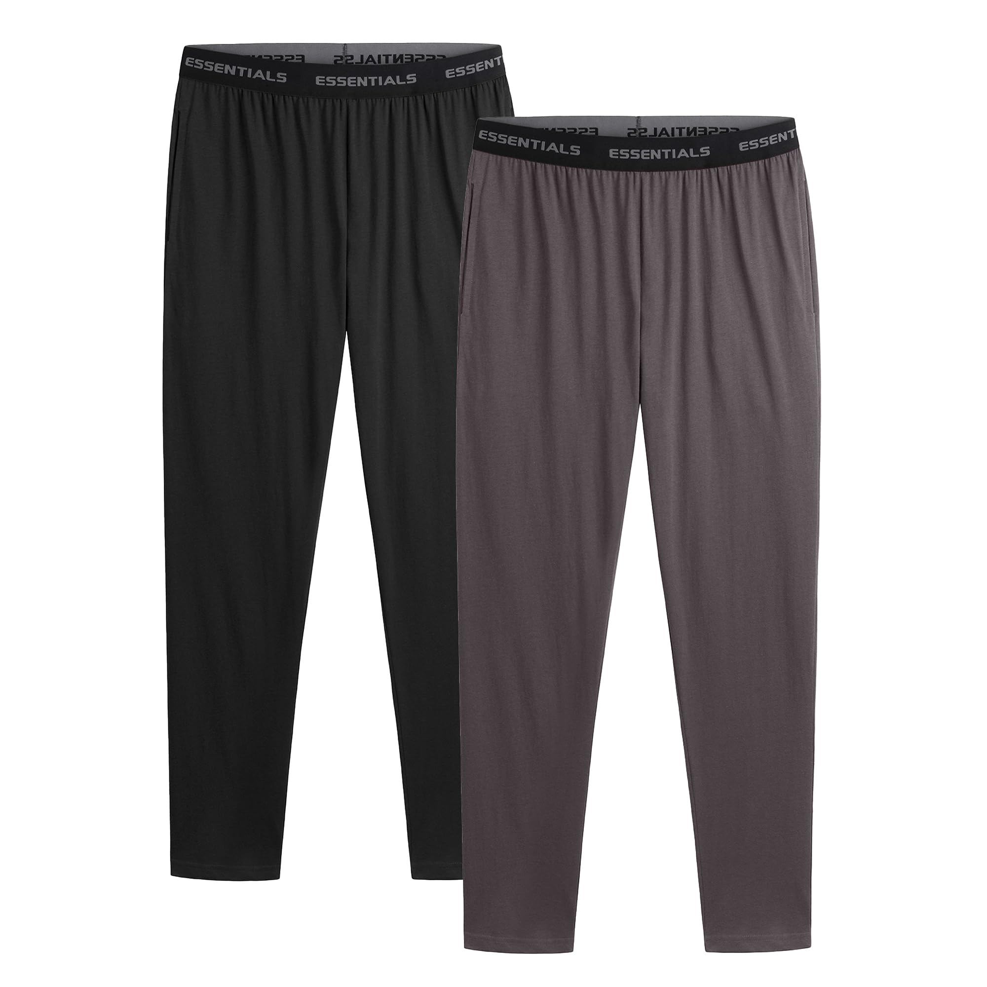 The Essentials Wardrobe 2PK Mens Lounge Pants - Jacquard WB - Black/Grey - XX Large