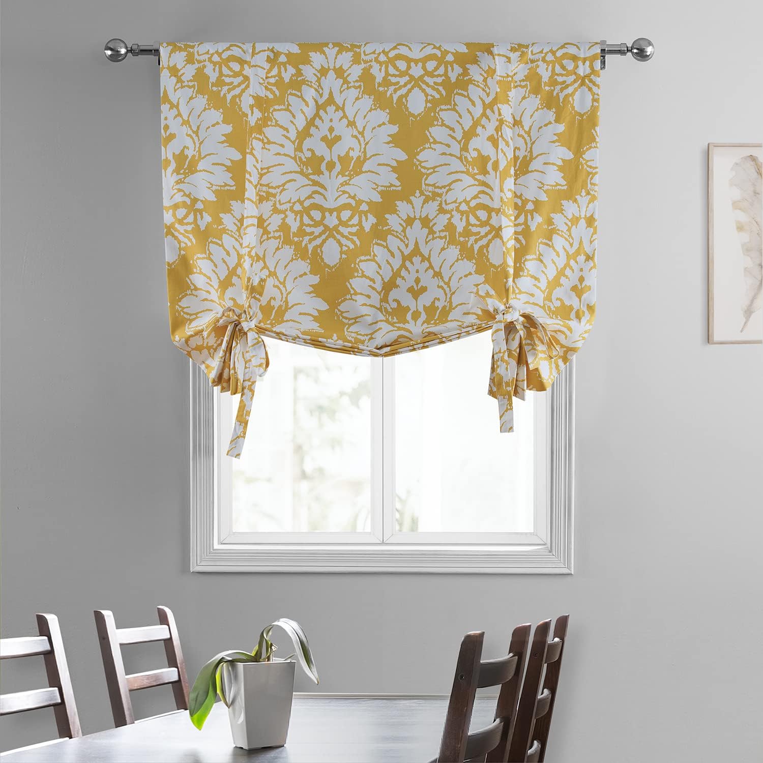 HPD Half Price Drapes Room Darkening Tie Up Curtains 46 X 63 Inch Lacuna Printed Cotton Window Roll Up Balloon Curtain for Living Room, Kitchen PRTW-TUD46A-63 (1 Panel), Lacuna Sun