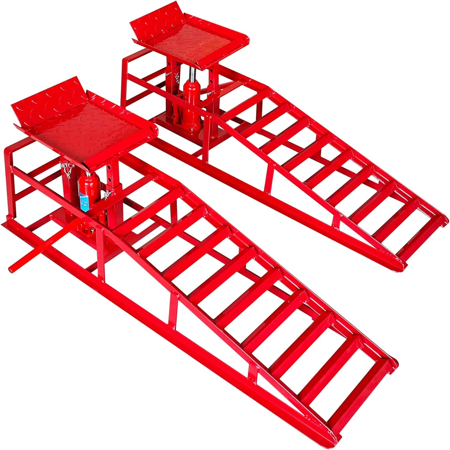 Hydraulic Car Ramps High Lift for Automotive Repairs, 2 Pack, Supports 11000 lbs, Compact Design, Red Hydraulic Car Ramps High Lift for Automotive Repairs, 2 Pack, Supports 11000 lbs, Compact Design, Red