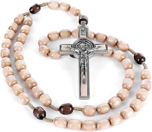 SANCTUM VERITAS Collar de rosario genuino hecho en Italia bendecido por el Papa Francisco San Benito Medalla Cruz perfecto para espejo de coche