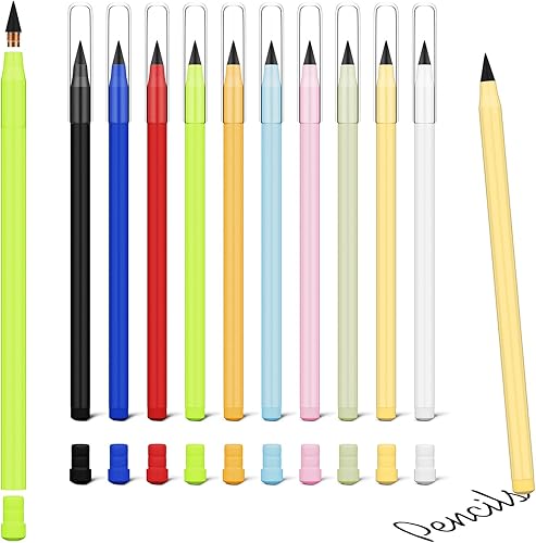 Ainiv 3 lápices mágicos sin tinta, lápiz infinito reutilizable para escribir dibujar con 3 repuestos de plomo, bonitos lápices reemplazables para