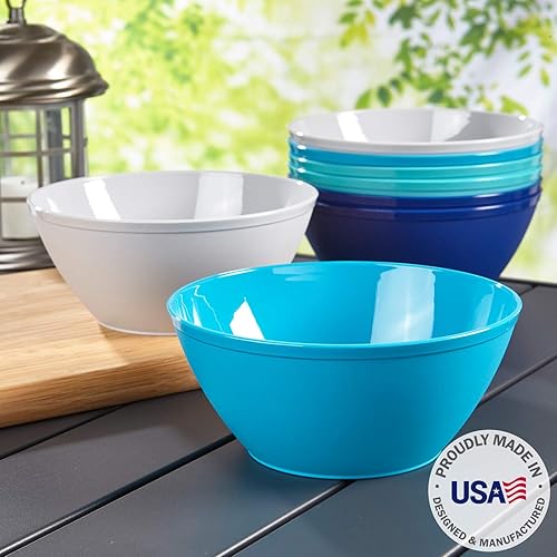 Miniatura 2 de US Acrylic Fresco - Cuencos de plástico de 6 pulgadas para cereales o ensaladas juego de 8 en 4 colores costeros