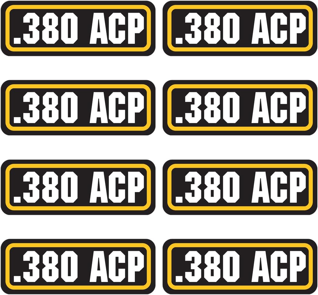 380 ACP Ammo Stickers - Organize w/Ammo Can Labels, Ammo Box Waterproof Decal Sticker - Ammo Storage Box Vinyl Sticker Pack, Ammo Labels Stickers, Ammo Can Stickers - Pack of 8
