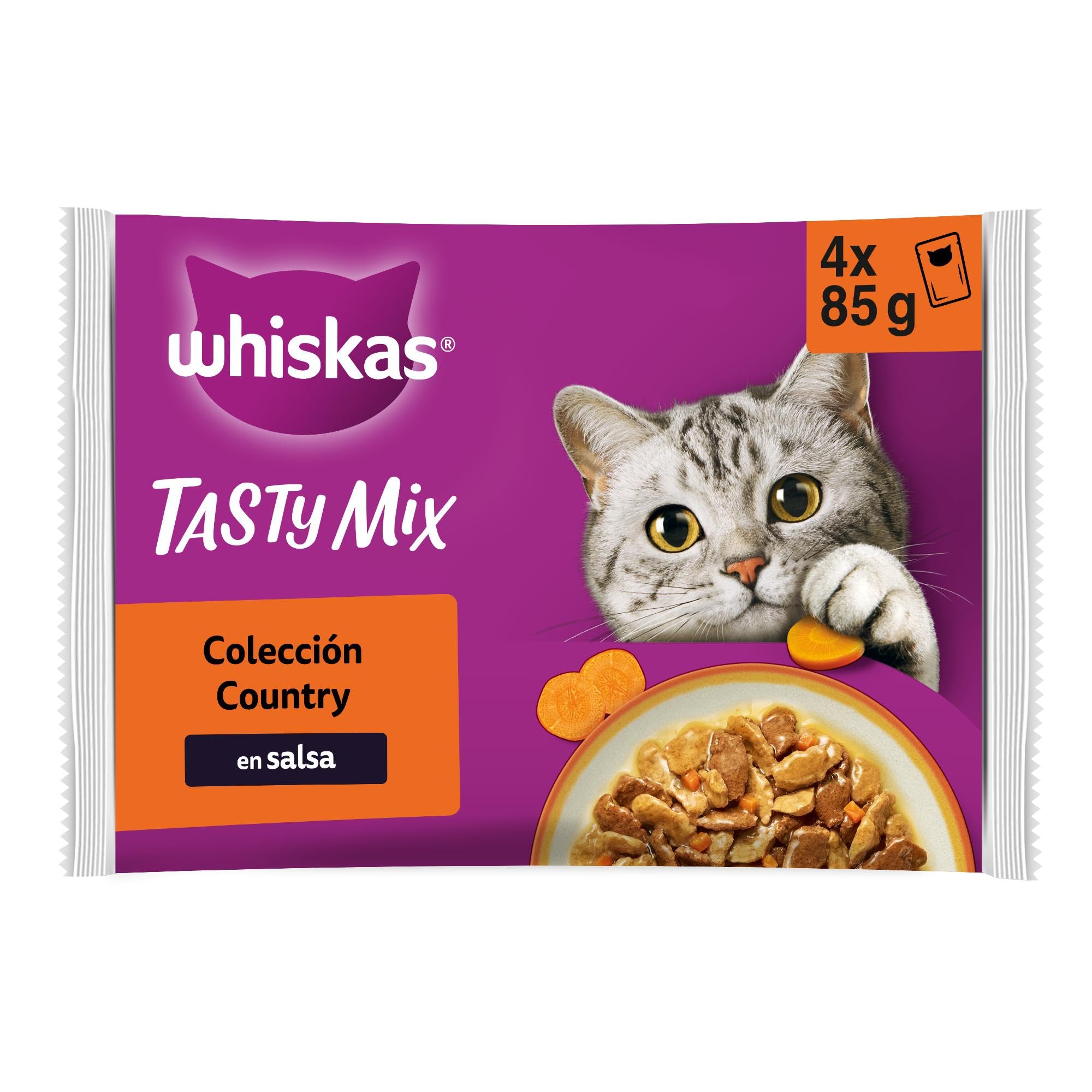 Whiskas Tasty Mix Wet Food in Sauce Adult Cats Country Cabbage - 13 x 4 sachets x 85 g