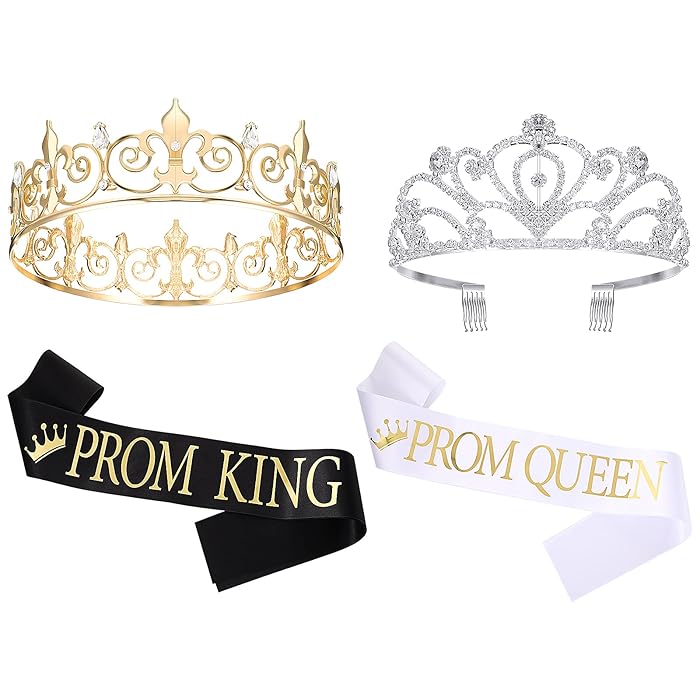 Buy Prom Queen and King Prom Sash Crowns Tiara Bridal Shiny Satin for