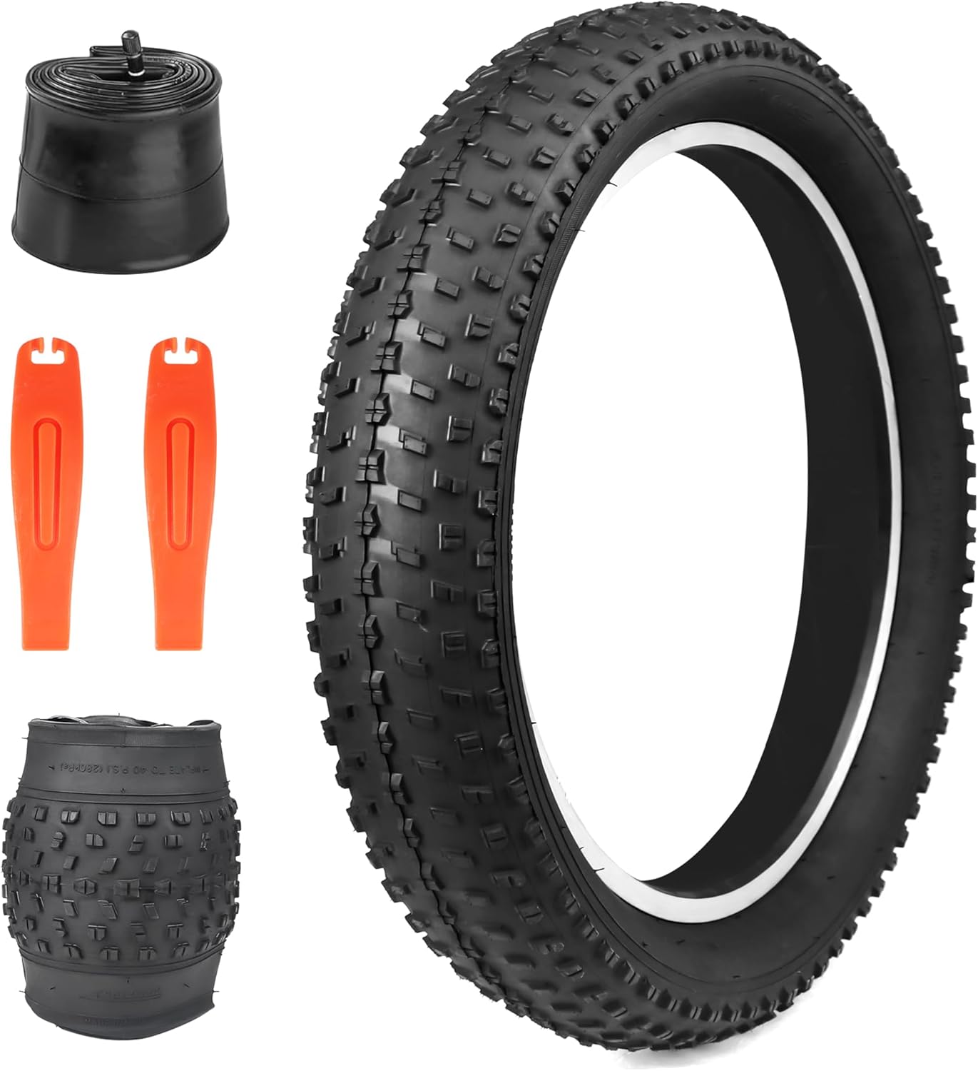 1/2 Pack Fat Tire with Tube/no Tube for Ebike Mountain Bike Heavy Duty High-Performance Wear-Resistant E-Bike Mountain Snow Bike Tire 20"/24" x 3"?Black?1/2 Tires 1/2 Tubes 2levers 24" x 3" 1 Tire 1 Tube 2 Levers