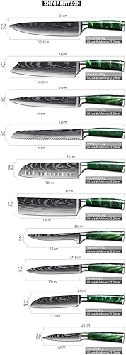 Juego de cuchillos de cocina, cuchillo de chef láser de damasco, cuchillo japonés, cuchillo de chef de cocina, cuchillo para rebanar carne, cuchillo
