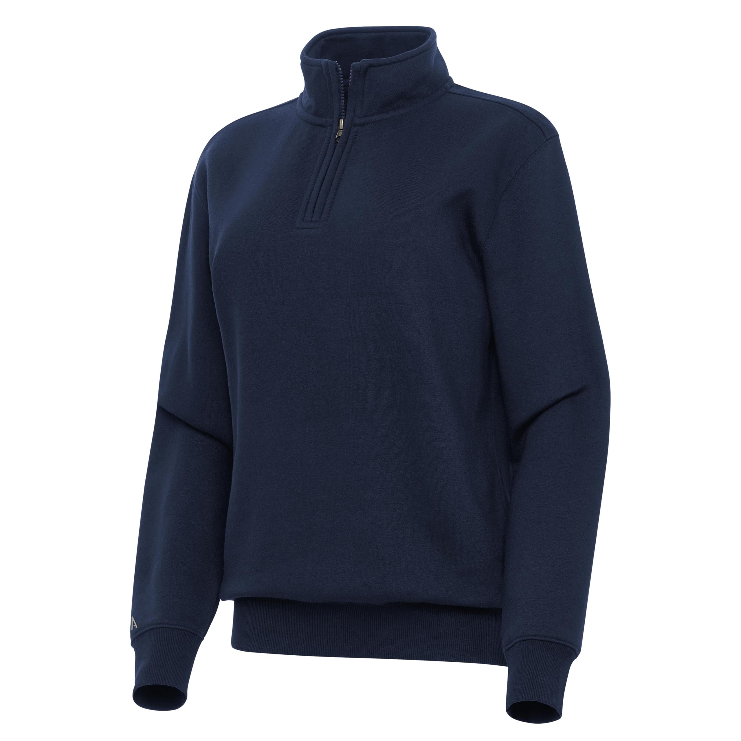 Antigua Women's Victory Quarter Zip Pullover - Mid-weight Fleece | Dropped Shoulder | Quarter Zip | Rib Detail