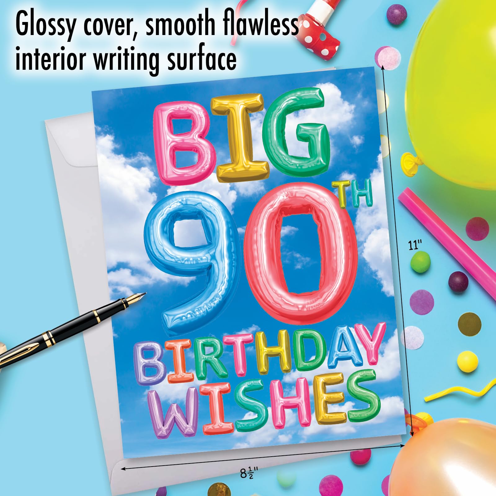 Kit De 15 Ballons Pour 90ème Anniversaire Homme - Couleur Noir Et Or - Message "Joyeux 90ème Anniversaire"