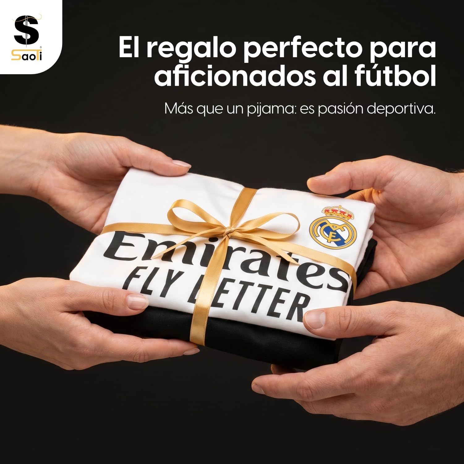 SaoTi Pijama Algodón Hombre Fútbol Madrid Camiseta y Pantalón Corto Verano – Pijama Corto Cómodo y Fresco Adulto y Niño 11 Tallas – Pijamas Verano Algodón Suave