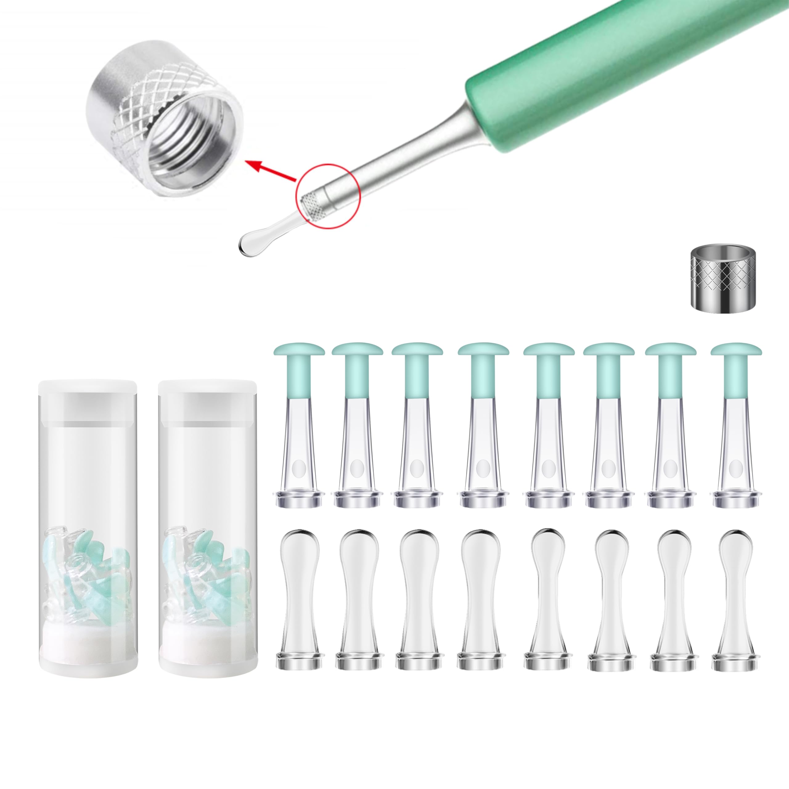 Bebird Replacement Tips Ear, 16 Pieces Waterproof Silicone Ear Spoon for Ear Wax Removal Endoscope, BEBIRD Original Ear Cleaner Tips for C3/C3 Pro/M9 Pro/X11 Pro/K10/X17 Pro/T5