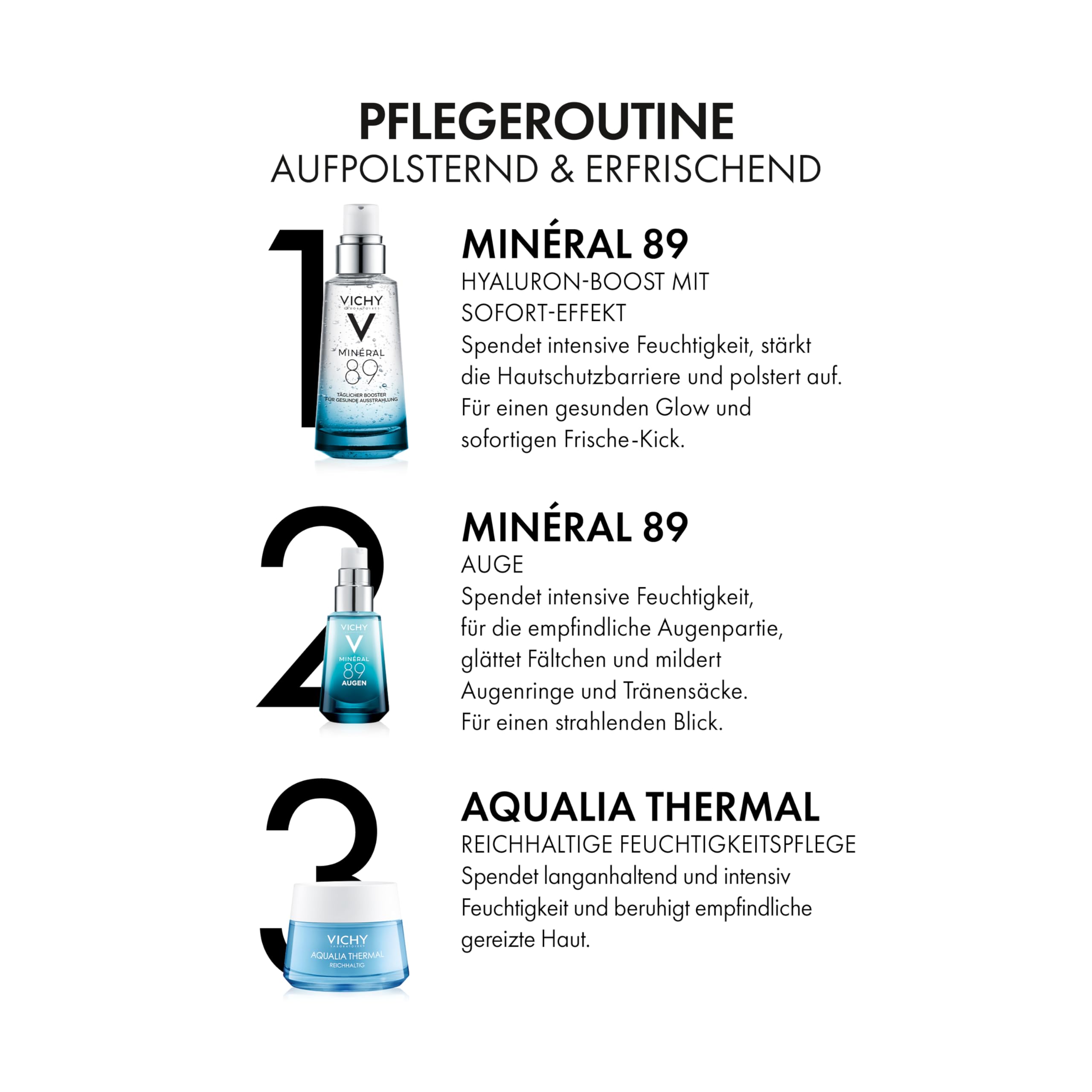 VICHY Reichhaltige Gesichtscreme für trockene bis sehr trockene Haut, Aufpolsternd und beruhigend, 48 Stunden Feuchtigkeit, Mit Hyaluron und pflanzlichem Zucker, Aqualia Thermal, 50 ml