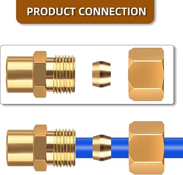 Brass compression tube pipe fitting connector Straight Coupling Adapter 1/2 Tube OD x 3/8 NPT Female Connector 6pcs(1/2od to 3/8npt)