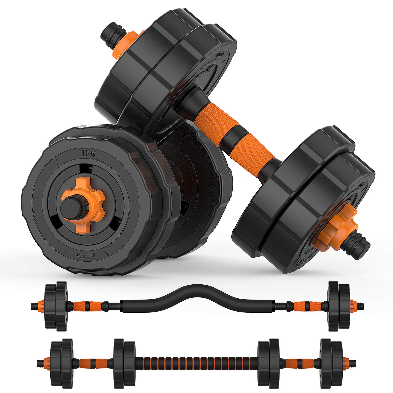 BOSWELL Adjustable Weights Barbell Dumbbells Set, 22 lbs 3 in 1 Non-Slip Neoprene Hand with Connecting Rod for Adults Women Men Workout Fitness,Home Gym Exercise Training Equipment YA022