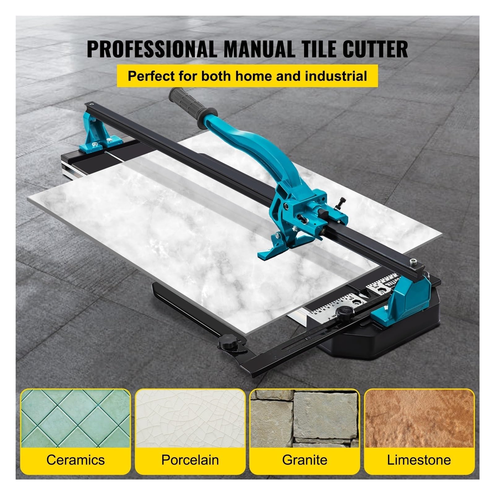 Cortador Manual de azulejos, herramienta manual un solo carril posicionamiento láser for cortar baldosas suelo granito porcelana cerámica Corte RáPido(47in With Bracket)