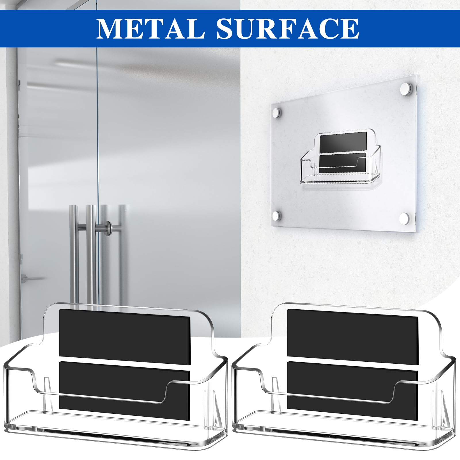 Colingmill 4 soportes magnéticos de acrílico para tarjetas de visita, soporte transparente para tarjetas de visita para oficina, escritorio de negocios, oficina en casa