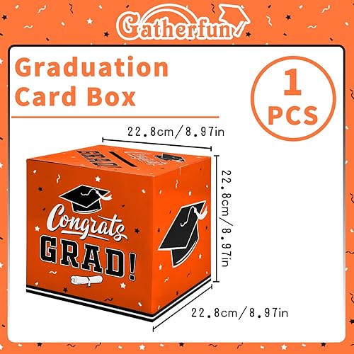Miniatura 3 de Gatherfun Decoraciones de graduación - Caja de tarjetas de graduación, recuerdos de fiesta, naranja