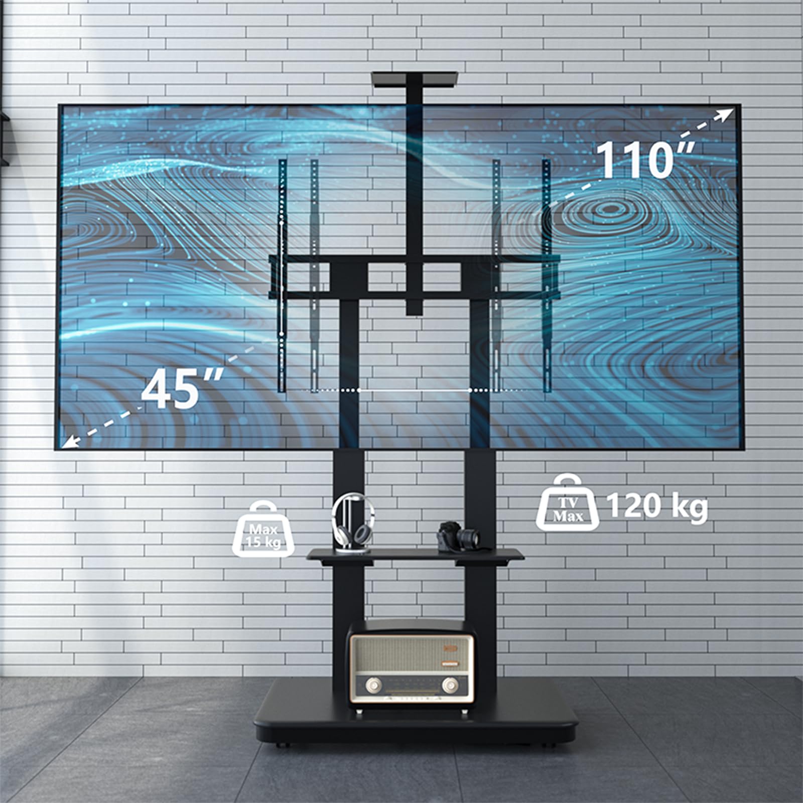 Support Mural TV Inclinable JXMTSPW Pour Écrans 14-42" - VESA 200x200mm, Capacité 25kg, Design Ultra Mince