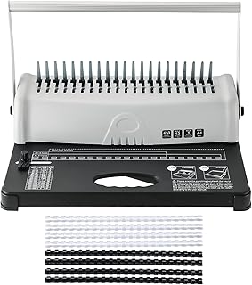 AMGSH Comb Binding Machine | Book Binding Machine 21-Holes 450 Sheets, Comb Binder Machine with Starter Kit 100PCS 3/8", for Letter Size / A4 / A5 Adjustable Edge Guide