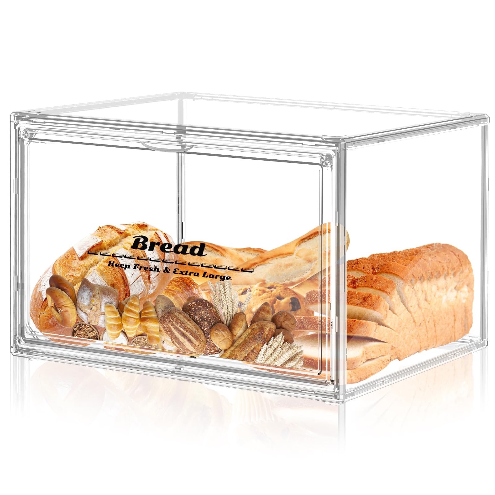 SMFANLIN Large Bread Box for Countertop Stackable Clear Bread Storage Box Holder for Kitchen Bakery Storage Bread Container Bread Keeper for Homemade Bread Bagel Muffins Rolls