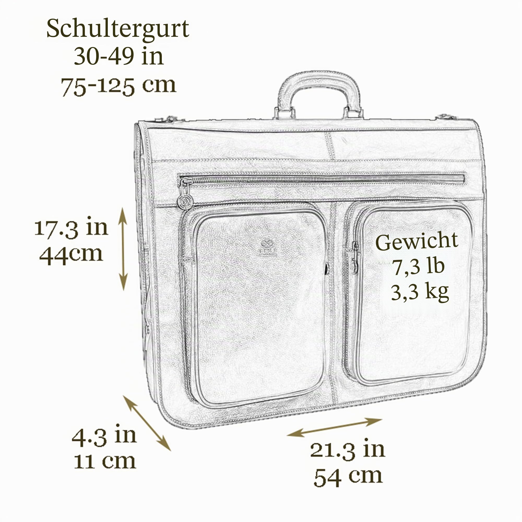 Leder Kleidersack - Anzug Duffel Slim Handgepäck Kleiderschutztasche- Damen & Herren - Time Resistance