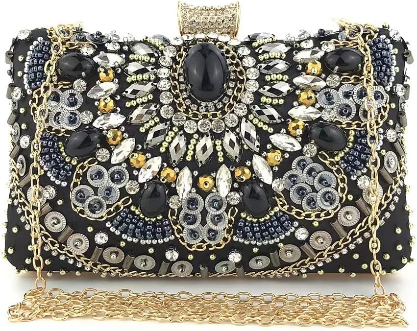 Handmade beaded diamond evening clutch fashion ladies handbag underarm purse shoulder bag