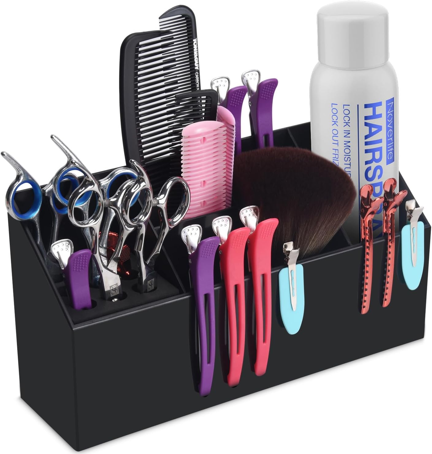 Noverlife Hair Scissors Large Storage Box, Shear Holder for Hair Salon, Scissor Holder, Hairdressing Combs Clips Scissors Professional Hairdressing Combs, Clips, Brushes Storage Racks Tool Box - Black