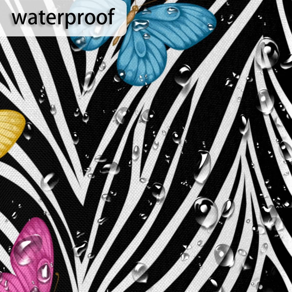 Animal Zebra Print Butterfly Shower Curtain Fabric Shower Curtain Set with 12 Plastic Hooks Waterproof Cloth Farmhouse Washable Bath Curtains for Bathroom Decor 60 x 72 Inches