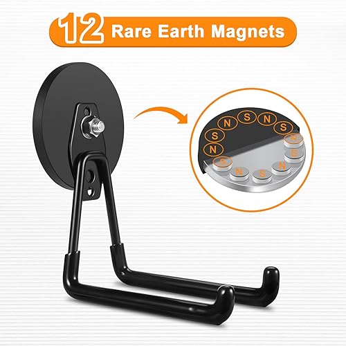 Miniatura 2 de ENUODA Ganchos magnéticos grandes resistentes y fuertes, ganchos magnéticos resistentes para almacenamiento de garaje, ganchos magnéticos para