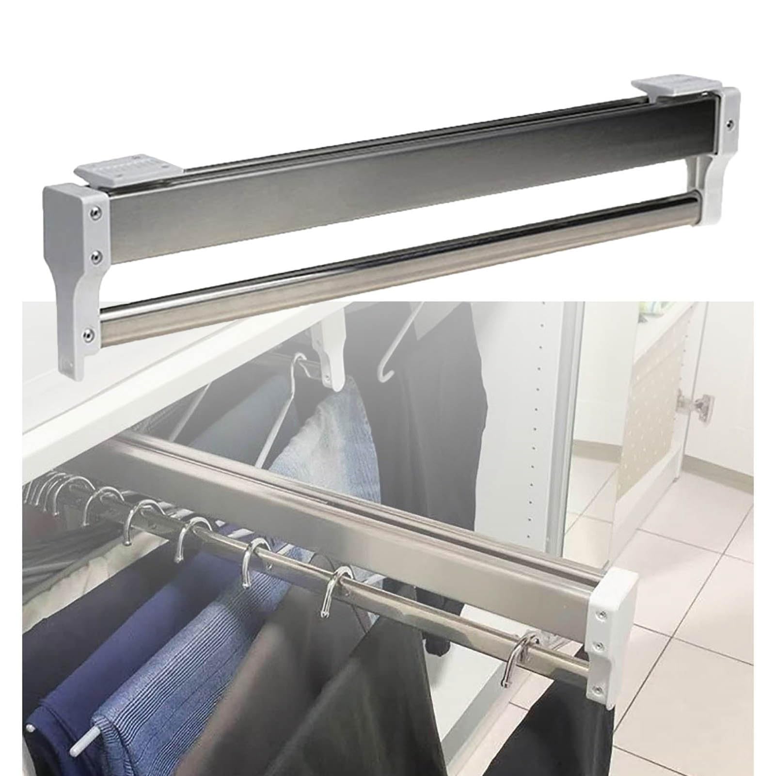 GLETSF Heavy Duty Adjustable Clothes Rail - Retractable Wardrobe Rod,size_name-550mm/21.6inch
