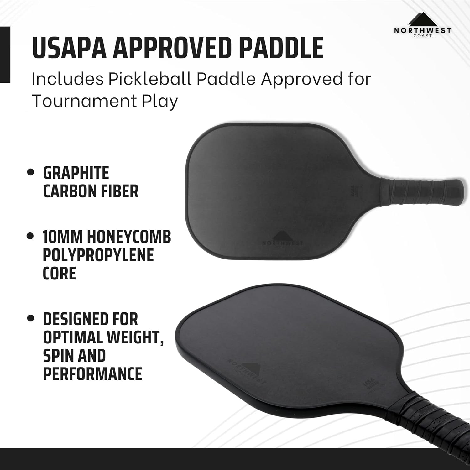 Pickleball Backpack with Built-In Combination Lock + USAPA Approved Pickleball Paddle – Black