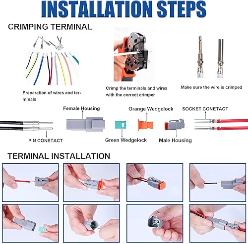 Miniatura 7 de Juego de conectores Deutsch DT de 288 piezas, 3 unidades, 2, 3, 4, 6, 8, 12 pines, color gris, impermeable, conector eléctrico con contacto
