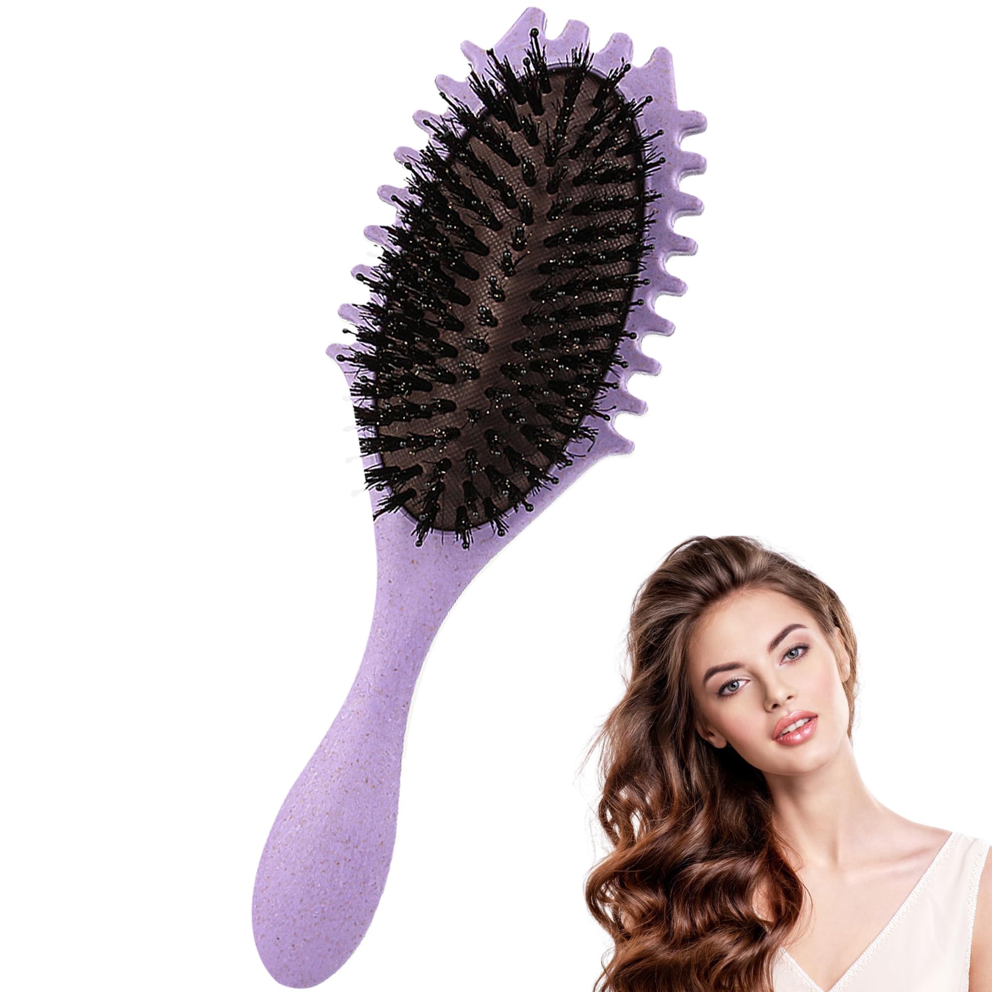 Bokynu Define Edge Lift Curly Hair Brush for Curly Hair Wet Wavy Hair Brush – Curl Comb Ergonomic Plant Fiber Handle (Purple)