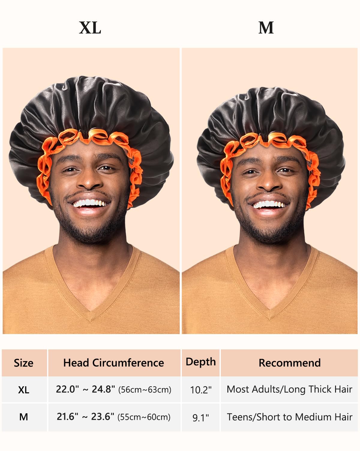 mikimini Bonnet de Douche Noir pour Femmes aux Cheveux Longs, Grande Bonnets de Douche Réutilisables et Imperméables pour Hommes, Bonnet de Bain à Double Couche pour Cheveux Épais et Bouclés