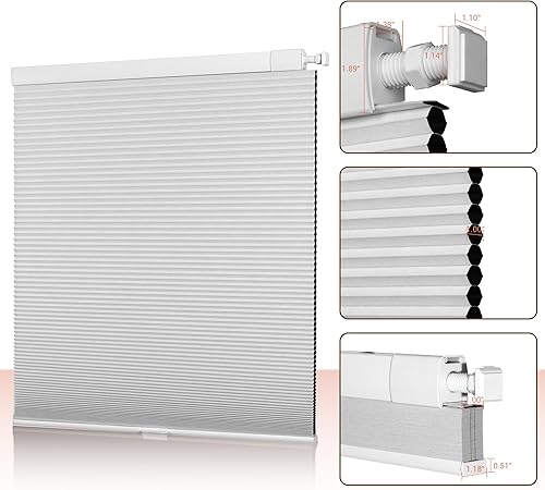 Miniatura 8 de Persianas celulares opacas sin necesidad de taladro, sin herramientas, persianas celulares opacas de fácil instalación, persianas de panal con
