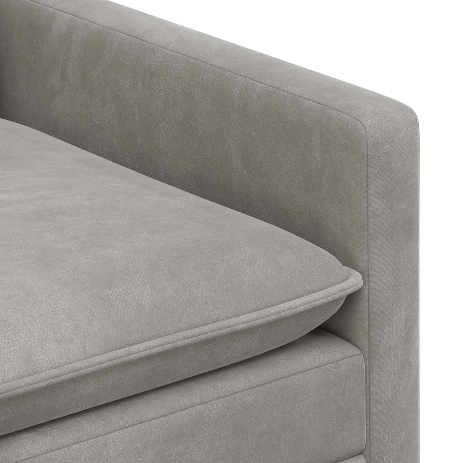 Juego de sofá de 2 piezas de terciopelo gris claro, moderno juego de sofá con 3 plazas y sillón para salón, marco de metal estable, acolchado cómodo, elegante paisaje para 4 personas
