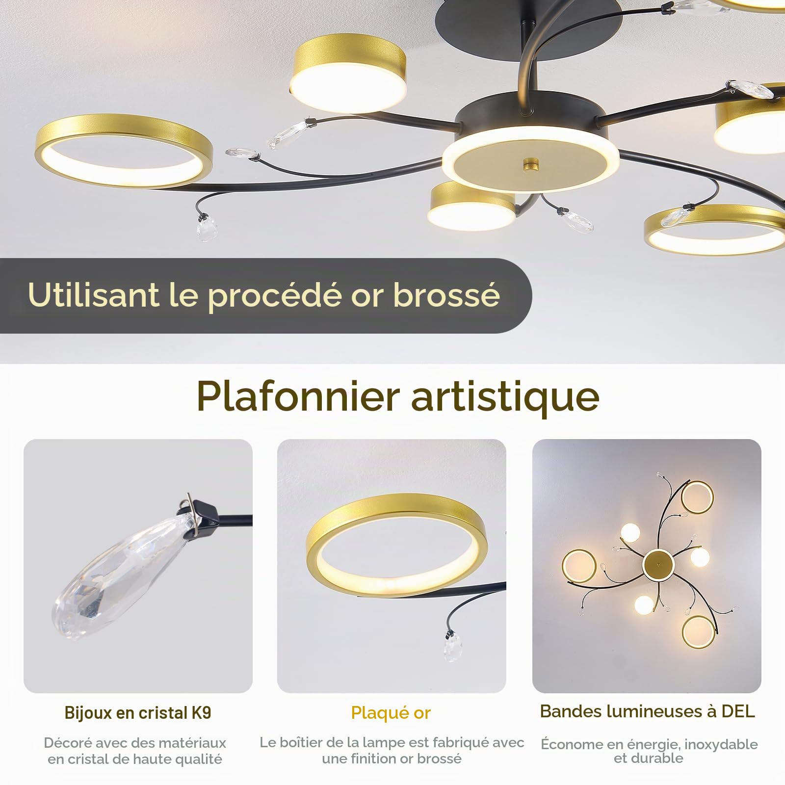Plafonnier LED En Forme de Fleur Moderne Luminaire Rond Créatif Lustre Plafonniers Avec Télécommande Intensité Variable pour Le Salon La Chambre Salle À manger Ou Cuisine 6+1 Têtes
