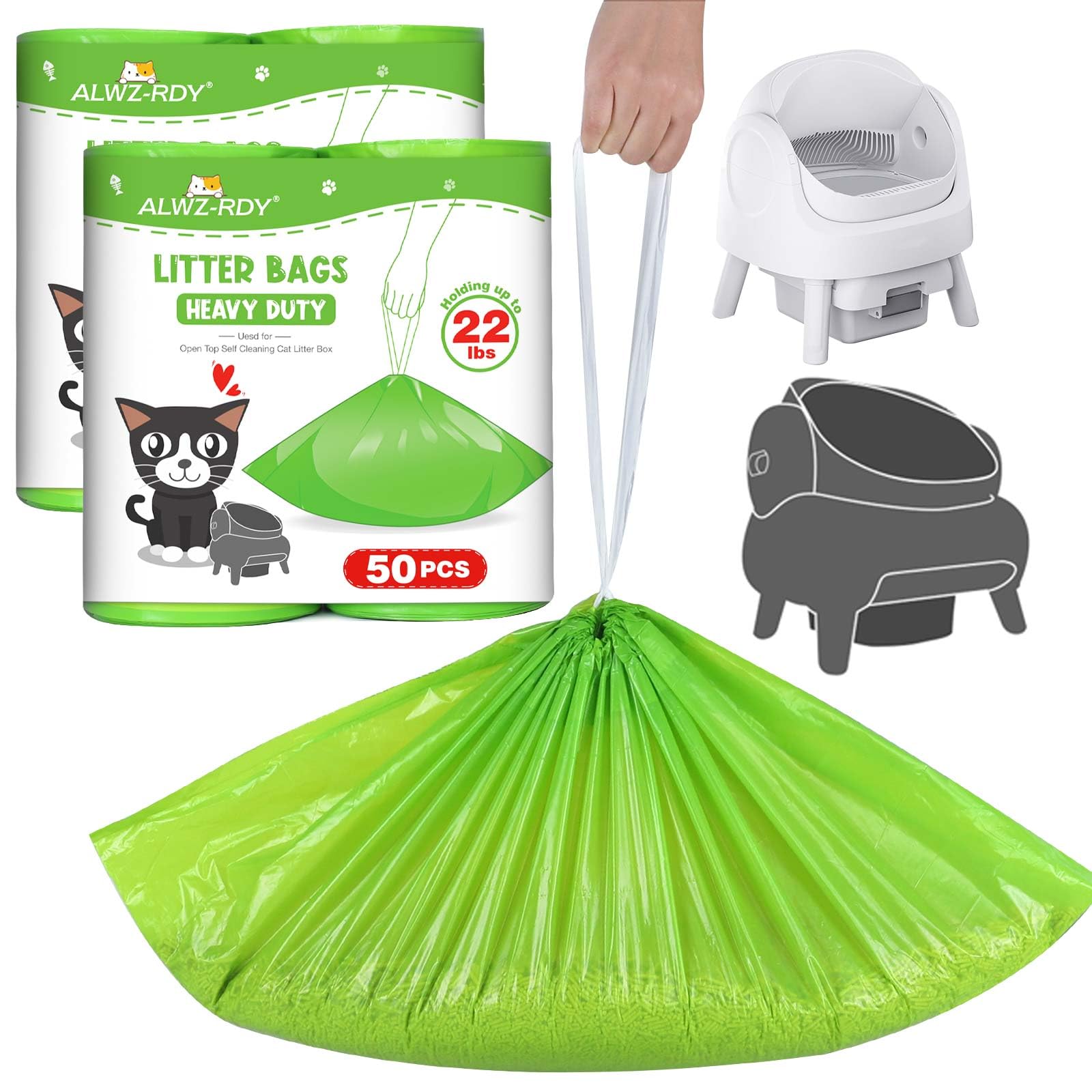 Litter Box Liners 100 count Compatible with Neakasa M1 and Petpivot Self Cleaning Cat Litter Box Drawstring Cat Litter Bags Heavy Duty Tear Resistant for Cat Litter Waste Receptacles 27" x 13"