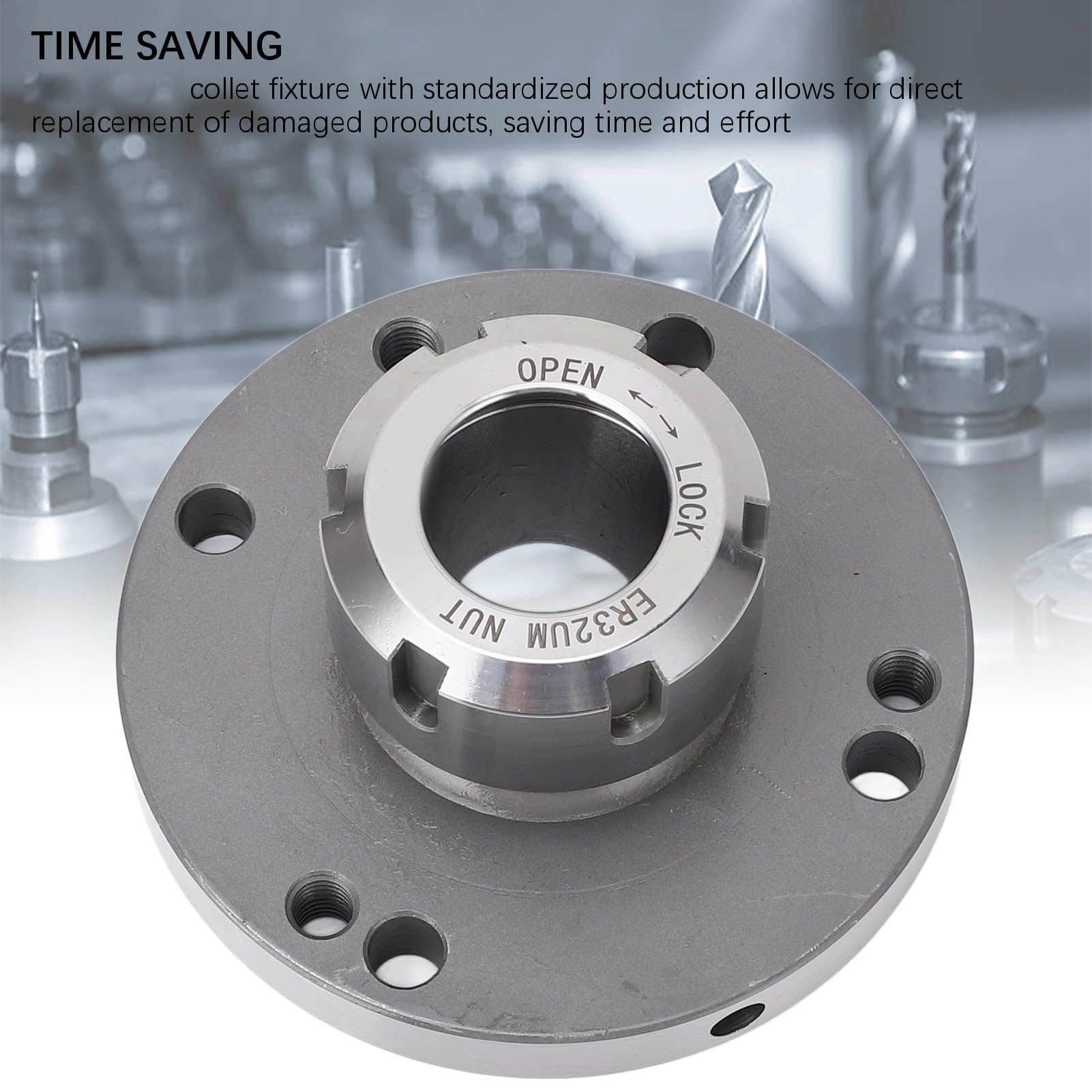 ER32 Collet Chuck, CNC Lathe Collet 3.94 Pulgadas de 100 Mm de Diámetro, Acero Al Carbono Compatible con Torno y Fresa, Accesorios de Piezas de Enrutador de la Máquina del Torno