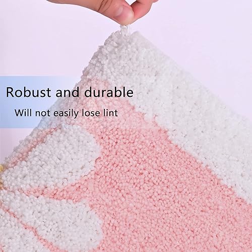 Miniatura 3 de Dorruger Alfombra de baño, alfombra de baño de flores blancas, esponjosa, suave, superfina, antideslizante, lavable a máquina, alfombra de baño para