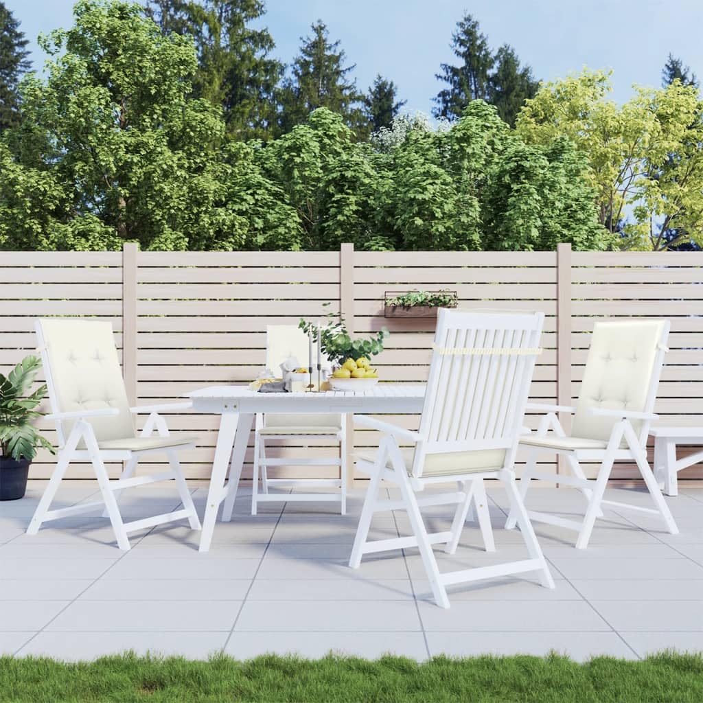 Hochlehner-Auflagen 4er Set, Melange Creme Gartenstuhl-Auflagen 120x50x4 cm, Bequeme Sitzkissen für Gartenstühle & Hochlehner, Weiche Polsterauflagen aus Stoff