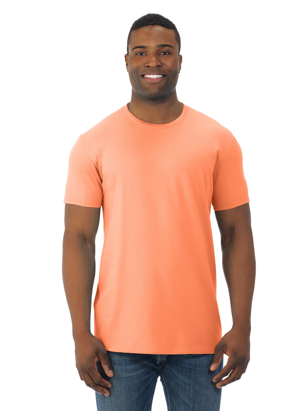 Fruit Of The Loom Men's Orange Sherbet Sofspun Short Sleeve T-Shirt, M,