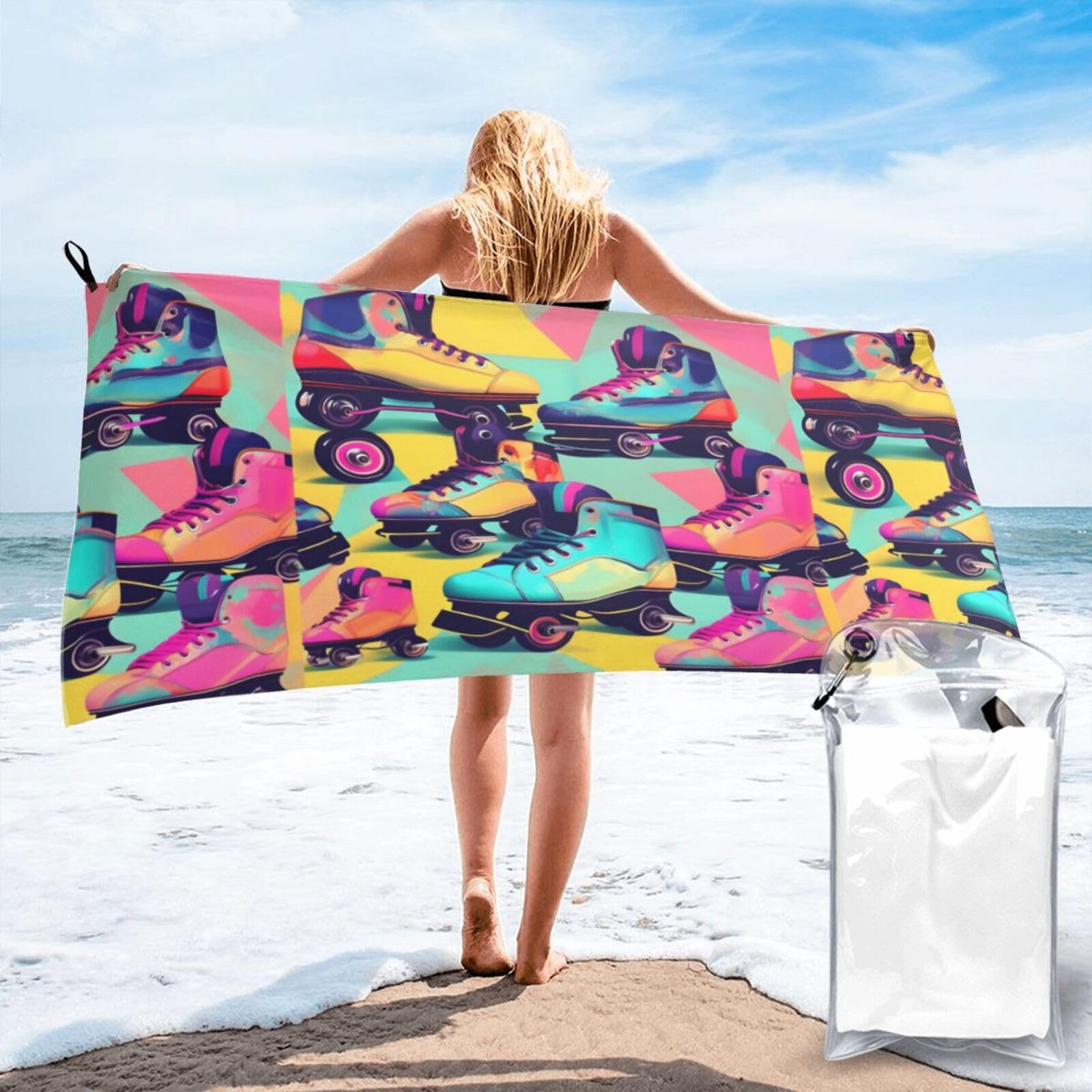 Serviettes de bain rétro colorées en microfibre compacte pour le sport