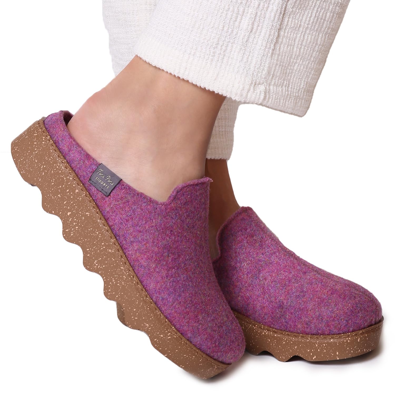 JOKO-FR - Zapatilla de casa para mujer tipo zuelo, en fieltro reciclado.