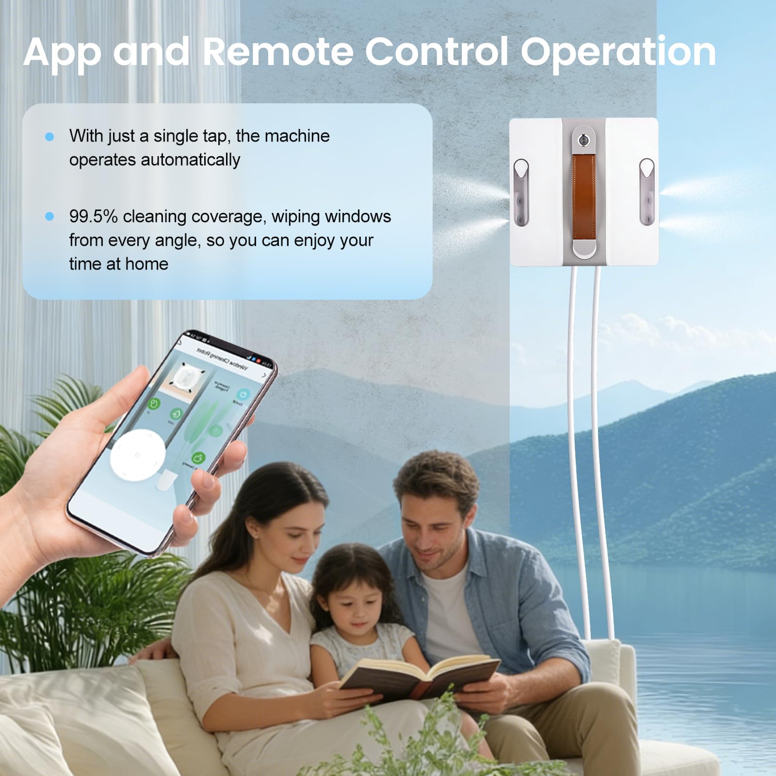 Robot Nettoyeur De Fenêtres Avec Fonction Pulvérisation, Robot Nettoyeur Vitre 7000 Pa, Robot Lave Vitre Automatique Avec Planification Intelligente Du Trajet Pour Tous Types De Fenêtres